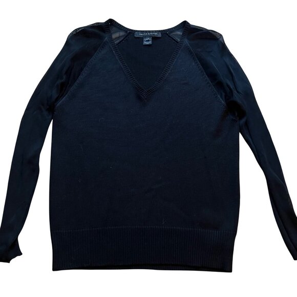 Ralph Lauren Black Label Sweaters - Black Label Ralph Lauren Size XS Black Sheer Long Sleeve V-Neck Sweater Top